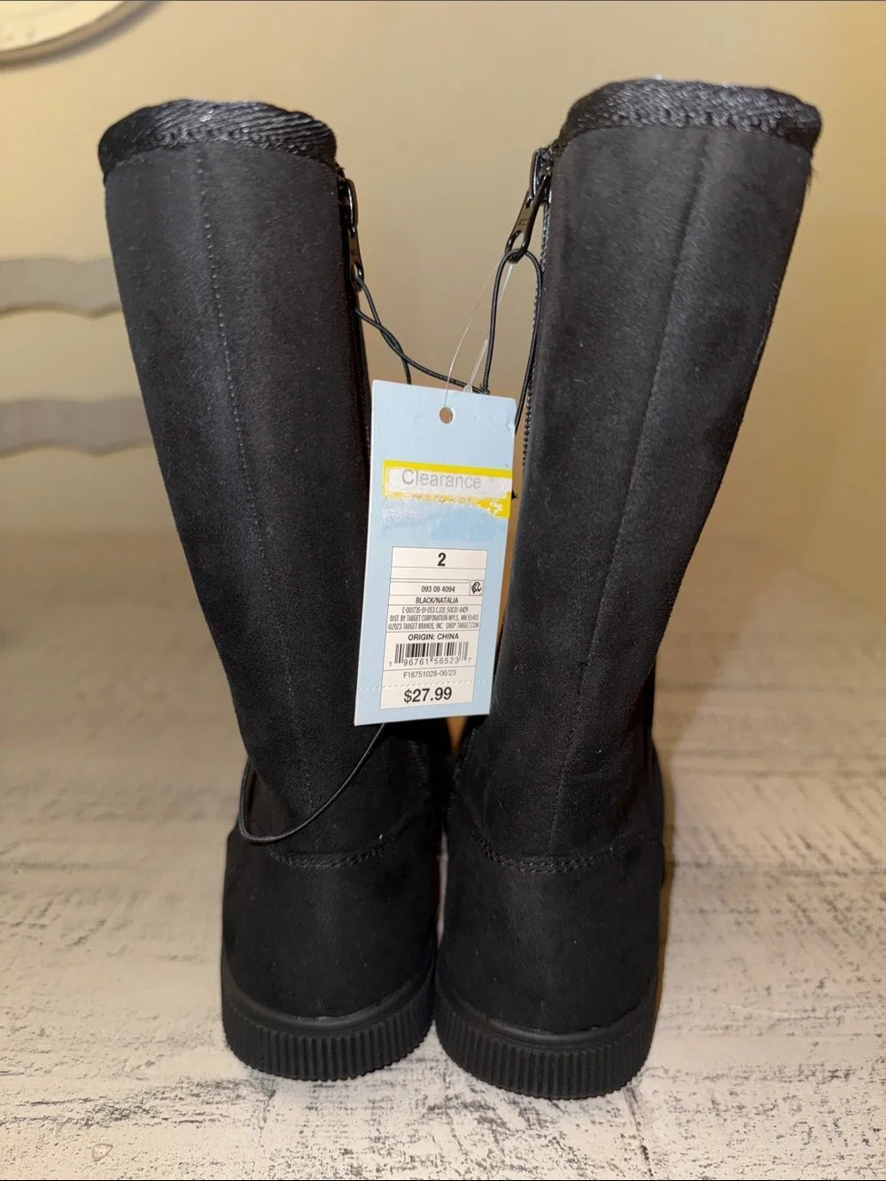Cat & Jack Black Girls' Tall Winter Boots